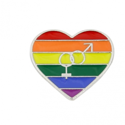 Bild von Brosche Herz Gender-Symbol Bunt Emaille 27mm x 23mm, 1 Stück