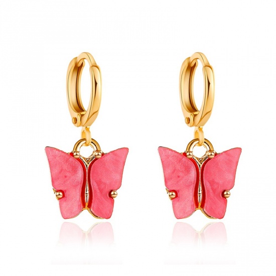 Immagine di orecchino cerchio Oro Placcato Rosa Caldo Farfalla 25mm x 10mm, 1 Paio