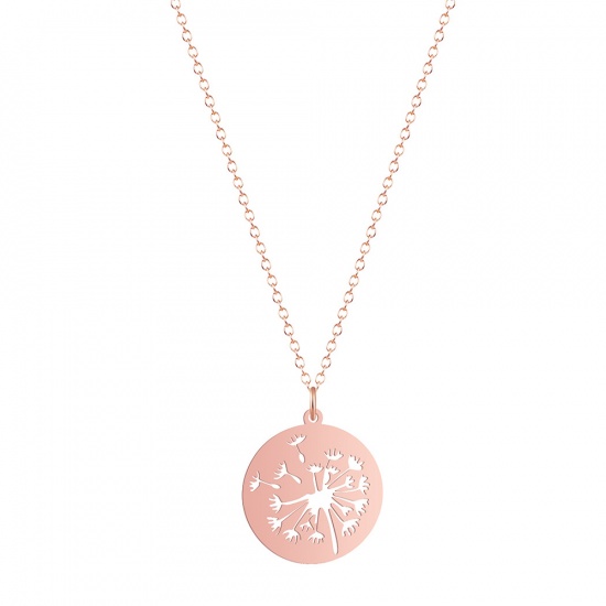 Picture of Stainless Steel Necklace Rose Gold Dandelion 45cm(17 6/8") long, 1 Piece