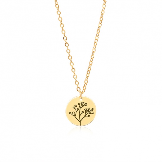 Picture of Flora Collection Necklace Gold Plated Gypsophila 44cm(17 3/8") long, 1 Piece