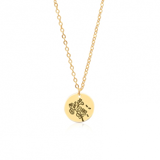 Picture of Flora Collection Necklace Gold Plated Sakura Flower 44cm(17 3/8") long, 1 Piece