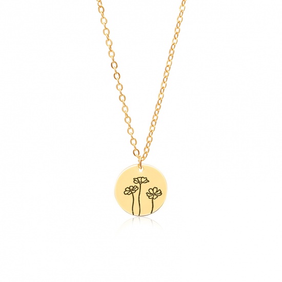 Picture of Flora Collection Necklace Gold Plated Cosmos Flower 44cm(17 3/8") long, 1 Piece