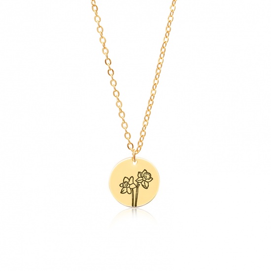 Picture of Flora Collection Necklace Gold Plated Daffodil Flower 44cm(17 3/8") long, 1 Piece