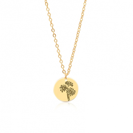 Picture of Flora Collection Necklace Gold Plated Daisy Flower 44cm(17 3/8") long, 1 Piece