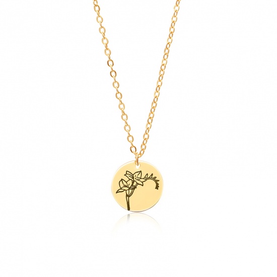 Picture of Flora Collection Necklace Gold Plated Freesia 44cm(17 3/8") long, 1 Piece
