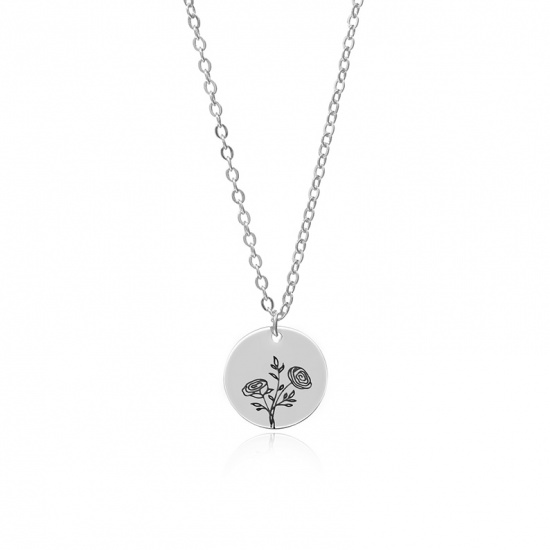 Picture of Flora Collection Necklace Silver Tone Ranunculus 44cm(17 3/8") long, 1 Piece