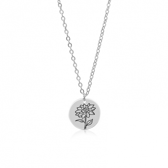 Picture of Flora Collection Necklace Silver Tone Sunflower 44cm(17 3/8") long, 1 Piece