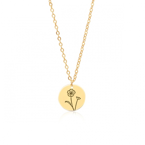 Picture of Birth Month Flower Necklace Gold Plated February Violet Flower 44cm(17 3/8") long, 1 Piece