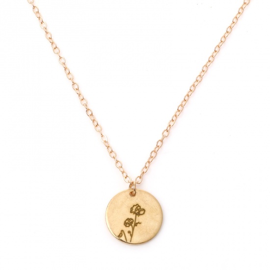 Picture of Birth Month Flower Necklace Gold Plated April Sweetpea Flower 44cm(17 3/8") long, 1 Piece