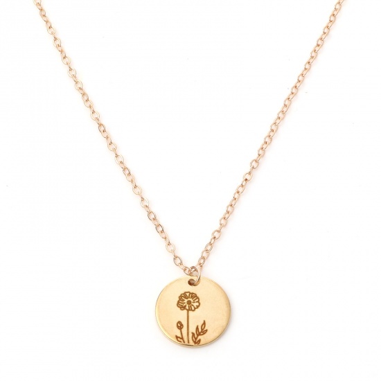 Picture of Birth Month Flower Necklace Gold Plated August Poppy Flower 44cm(17 3/8") long, 1 Piece