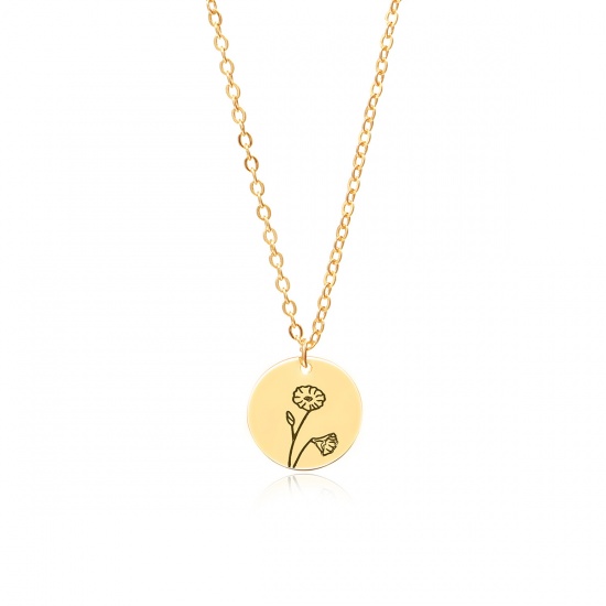 Picture of Birth Month Flower Necklace Gold Plated September Morning Glory Flower 44cm(17 3/8") long, 1 Piece