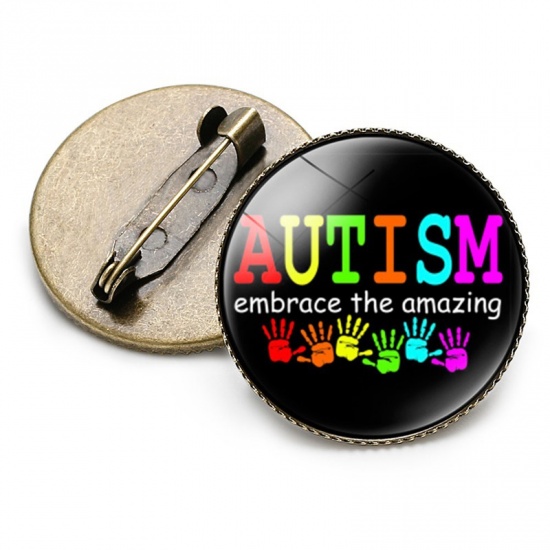 Image de Broche Epingle Main Pièce de Puzzle de Sensibilisation à l'Autisme Multicolore 25mm Dia., 1 Pièce