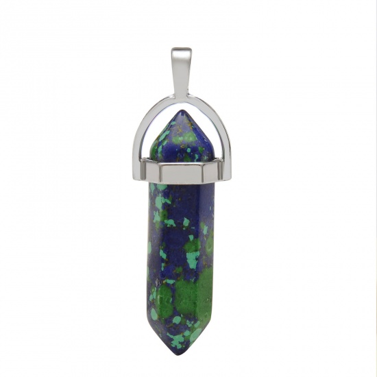 Picture of Turquoise ( Synthetic ) Necklace Multicolor Hexagonal Column 45cm(17 6/8") long, 1 Piece