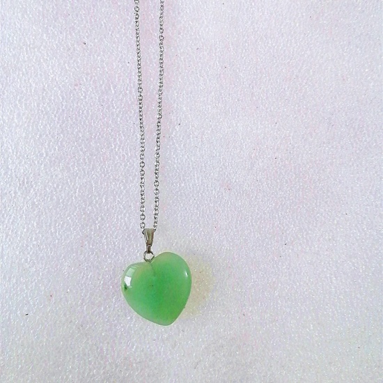 Picture of Green Aventurine ( Natural ) Necklace Green Heart 43cm(16 7/8") long, 1 Piece