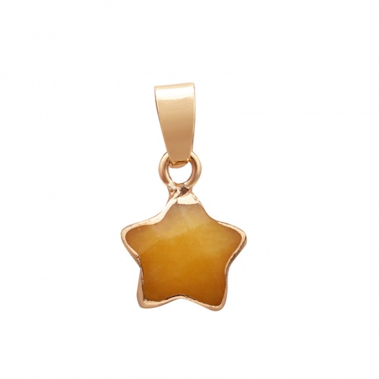 Picture of Topaz ( Natural ) Necklace Gold Plated Yellow Pentagram Star 60cm(23 5/8") long, 1 Piece