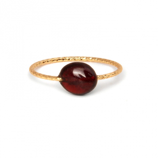Picture of Garnet ( Mix ) Unadjustable Simple Rings Gold Plated Gold Plated Irregular 18mm(US Size 7.75), 1 Piece