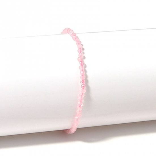 Image de Bracelets Raffinés Bracelets Délicats Bracelet de Perles en Quartz Rose Élégant ( Naturel ) Doré Rose Clair A Facettes 22cm Long, 1 Pièce