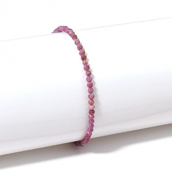 Image de Bracelets Raffinés Bracelets Délicats Bracelet de Perles en Pierre Élégant ( Naturel ) Doré Fuchsia A Facettes 22cm Long, 1 Pièce