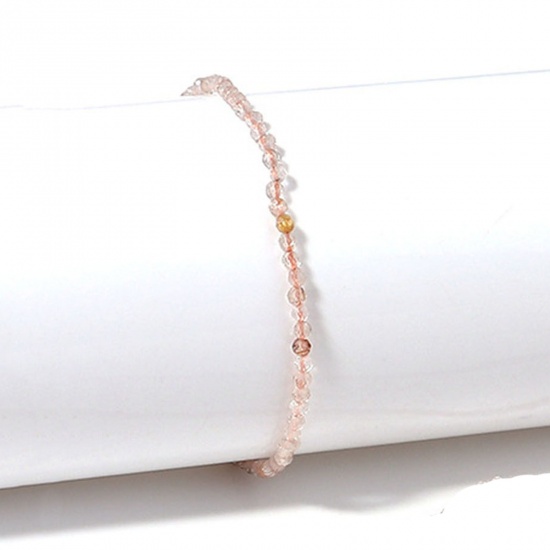 Image de Bracelets Raffinés Bracelets Délicats Bracelet de Perles en Quartz en Cristal de Roche Élégant ( Naturel ) Doré Blanc A Facettes 22cm Long, 1 Pièce