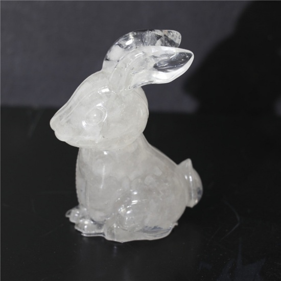 Bild von Quarz Rock Kristall ( Synthetisch ) Ostertag Verzierungen Hase Transparent 7.3cm x 5cm, 1 Stück