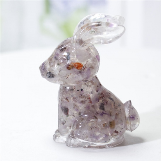Bild von Stein ( Synthetisch ) Ostertag Verzierungen Hase Helllila 7.3cm x 5cm, 1 Stück