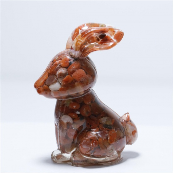 Bild von Rot Achat ( Synthetisch ) Ostertag Verzierungen Hase Rot 7.3cm x 5cm, 1 Stück