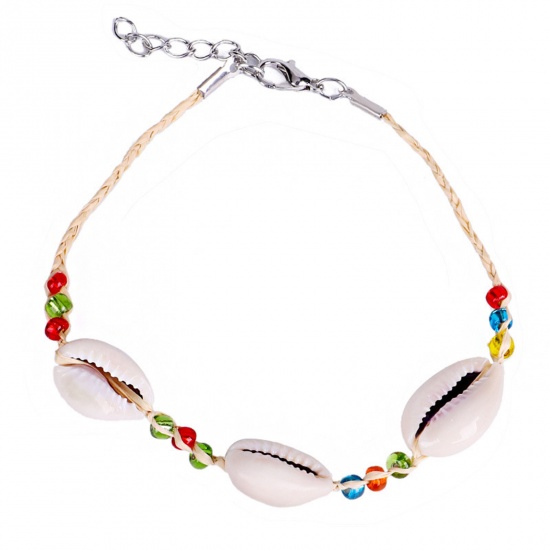 Immagine di Conchiglia Stile Bohemien Cavigliere Multicolore Scheggia di Perle 22cm Lunghezza, 1 Pz