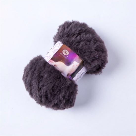 Image de Gris foncé - Velours imitation fourrure synthétique, laine épaisse tissée à la main