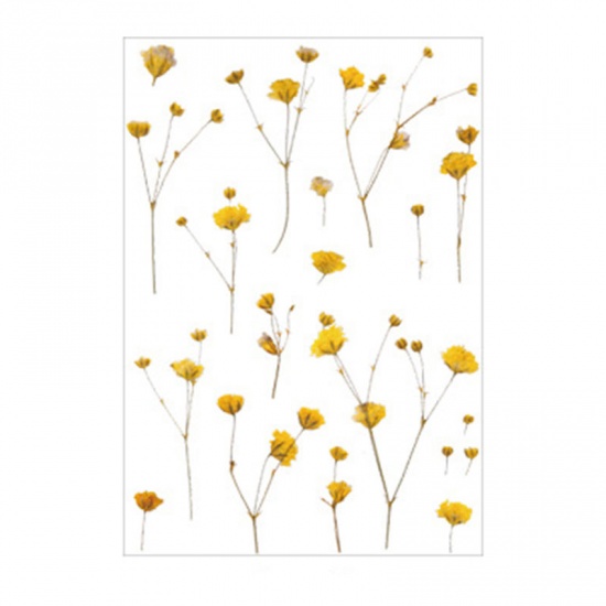 Image de DIY Papier Autocollant Décoration Jaune Fleurs 15cm x 10.5cm, 1 Kit