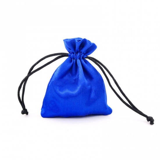 Immagine di Raso Borsa con la Corda Blu Marino 10cm x 8cm, 10 Pz