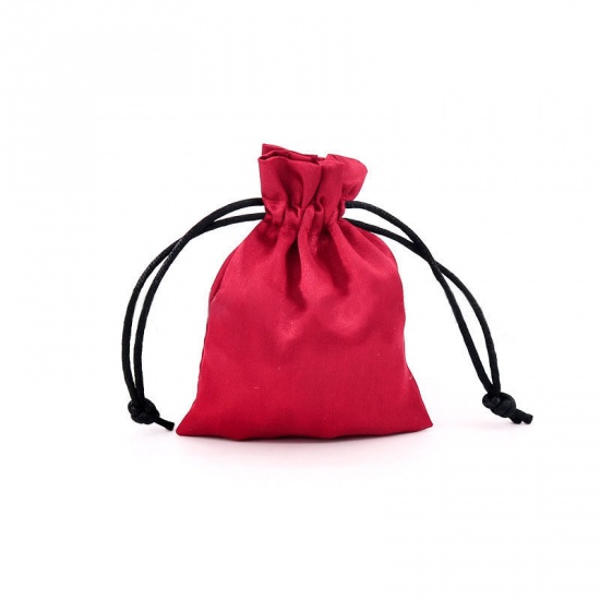 Immagine di Raso Borsa con la Corda Rosso 10cm x 8cm, 10 Pz