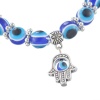 Picture of Resin Elastic Bracelets Blue Hamsa Symbol Hand Evil Eye 18.5cm(7 2/8") long, 1 Piece