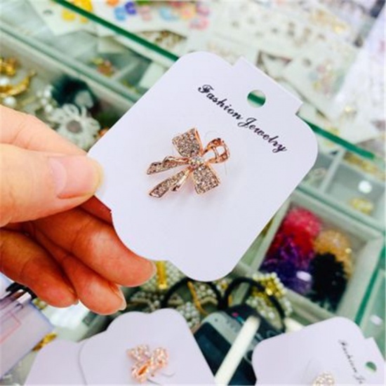 Immagine di Spilla Cravatta a Farfalla Oro Placcato Trasparente Strass 1 Pz