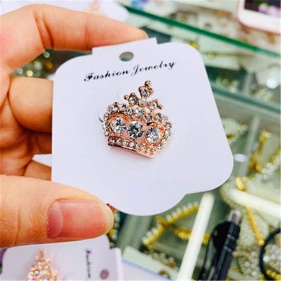 Immagine di Spilla Corona Oro Placcato Trasparente Strass 1 Pz