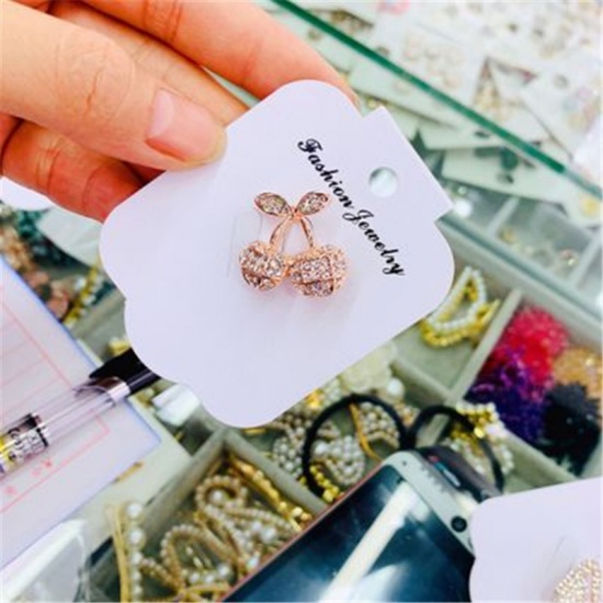Immagine di Spilla Ciliegia Oro Placcato Trasparente Strass 1 Pz