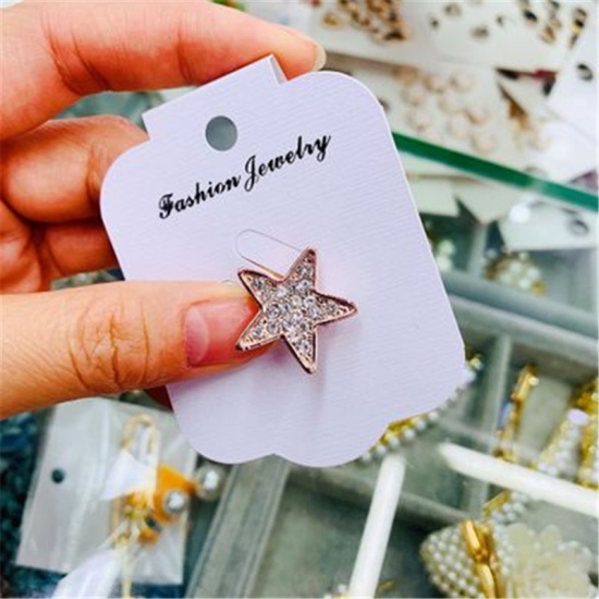 Immagine di Spilla Stella a Cinque Punte Oro Placcato Trasparente Strass 1 Pz