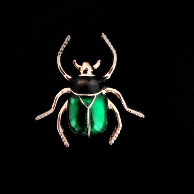 Picture of Pin Brooches Scarab Gold Plated Black & Green 1 Piece