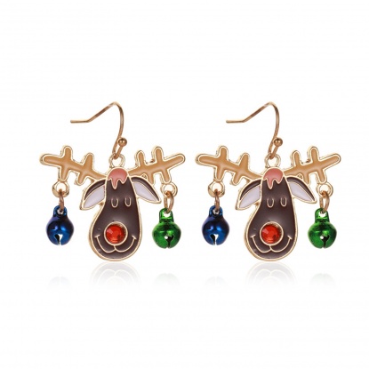 Immagine di Earrings Multicolor Christmas Reindeer Bell 30mm, 1 Pair