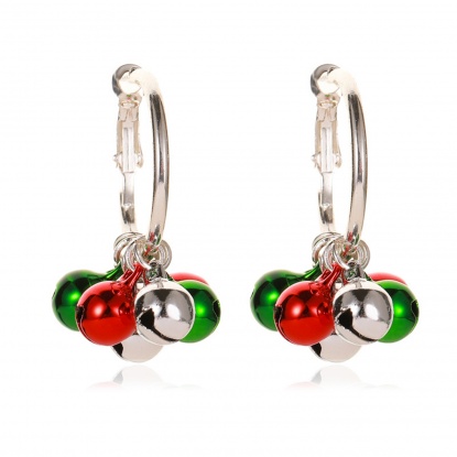 Immagine di Hoop Earrings Multicolor Christmas Jingle Bell 40mm, 1 Pair