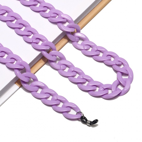 Immagine di Acrilato Catena Singolare Accessori Collana con Cordino Lariat con Maschera Facciale e Occhiali Colore Viola Slittata 65cm long, 1 Pz