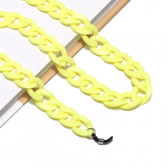 Immagine di Acrilato Catena Singolare Accessori Collana con Cordino Lariat con Maschera Facciale e Occhiali Giallo Slittata 65cm long, 1 Pz