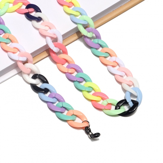 Immagine di Acrilato Catena Singolare Accessori Collana con Cordino Lariat con Maschera Facciale e Occhiali Multicolore Slittata 65cm long, 1 Pz
