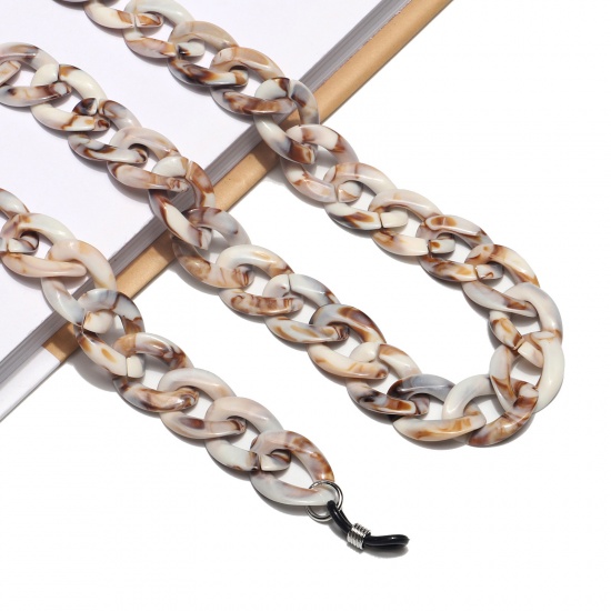 Immagine di Acrilato Catena Singolare Accessori Collana con Cordino Lariat con Maschera Facciale e Occhiali Marrone Slittata 65cm long, 1 Pz