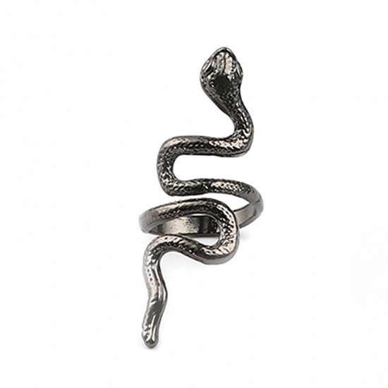 Picture of Open Adjustable Wrap Rings Black Snake Animal 18.1mm(US Size 8), 1 Piece