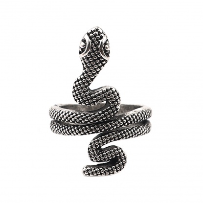 Bild von Offen Verstellbar Ring Antiksilber Schlange 17.3mm（US Größe:7), 1 Stück