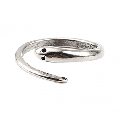 Bild von Offen Verstellbar Ring Antiksilber Schlange 16.5mm（US Größe:6), 1 Stück