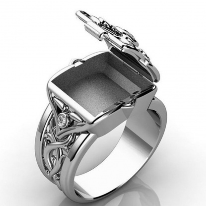 Bild von Uneinstellbar Ring Silberfarbe Zum Öffnen Transparent Strass 16.5mm（US Größe:6), 1 Stück