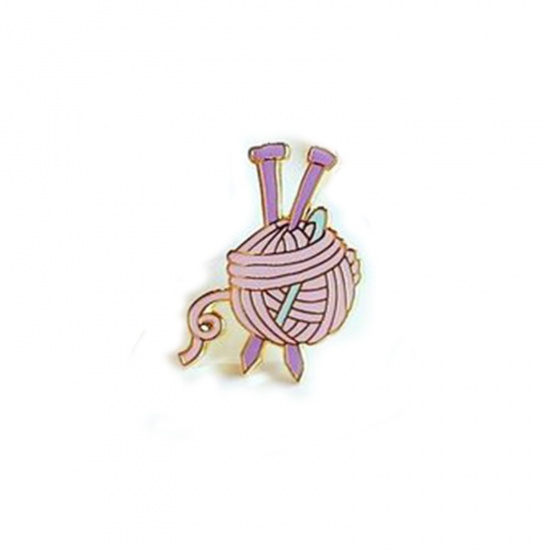 Picture of Pin Brooches Ball of yarn Purple Enamel 31mm x 22mm, 1 Piece