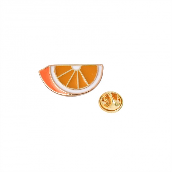 Picture of Pin Brooches Orange Fruit Orange Enamel 20mm x 10mm, 1 Piece
