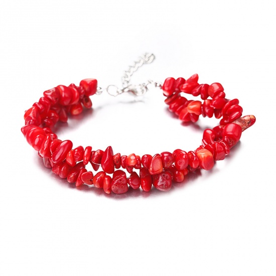 Picture of Stone Boho Chic Bohemia ( Natural ) Bracelets Red 22cm(8 5/8") long, 1 Piece